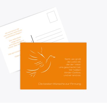 Glückwunschkarte zur Firmung Pigeon