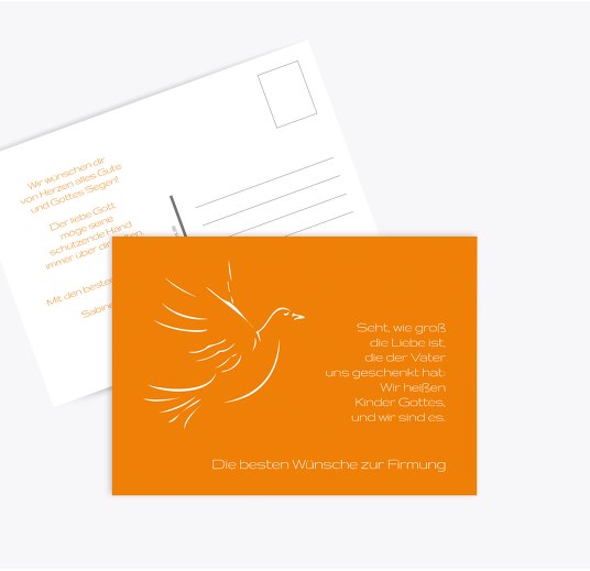Glückwunschkarte zur Firmung Pigeon Orange 148x105mm