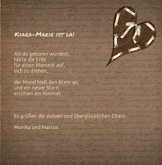 Ansicht 5 - Geburtskarte Gedicht mit Herz