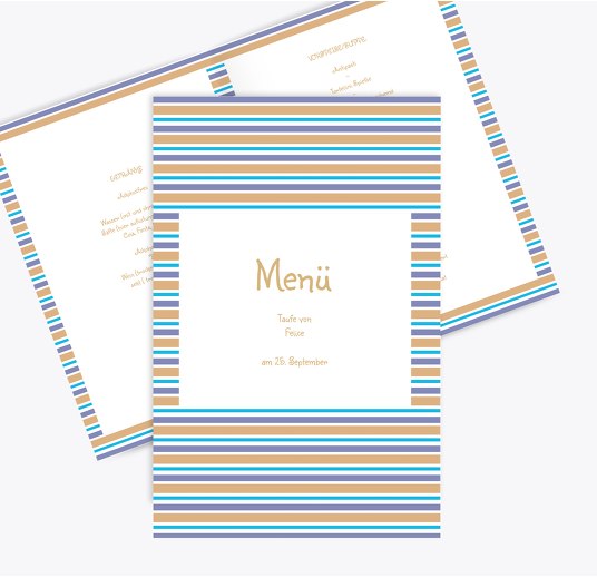 Menükarte line BeigeOrange 148x210mm