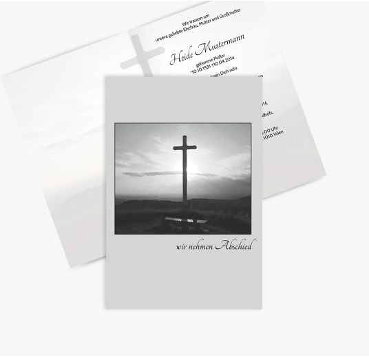 Trauerkarte Kreuz Trauergrau 114x170mm