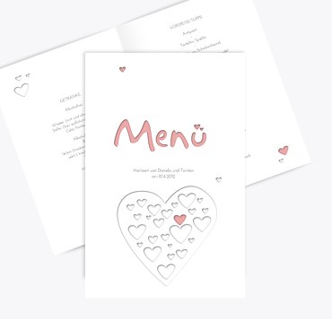 Hochzeit Menükarte Herzform