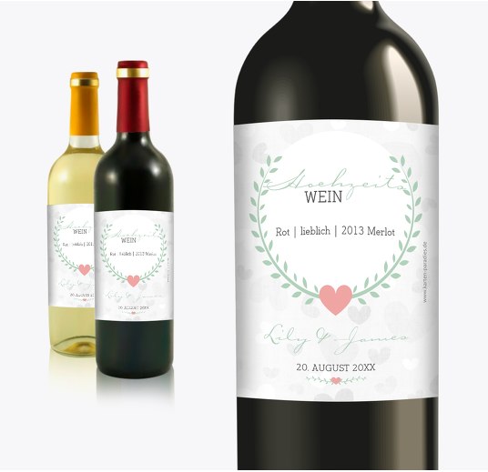 Flaschenetikett Zarte Ranke hellgrünblau 90x120mm