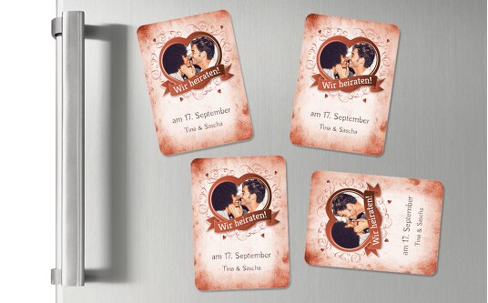 Magnet Herz dunkelorange 55x77mm