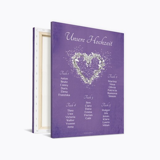 Sitzplan glamour heart LilaFlieder 400x600mm