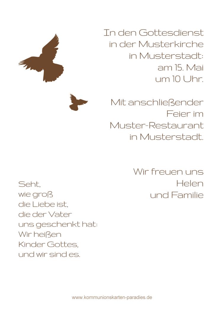 Kommunionskarte Taube selbst gestalten!