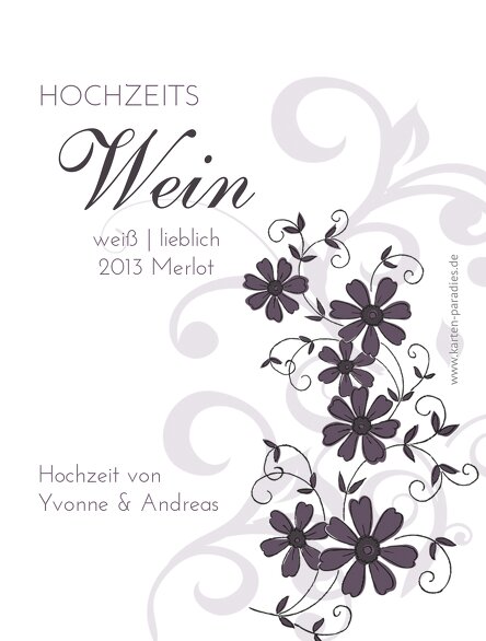 Ansicht 2 - Hochzeit Flaschenetikett Ranke