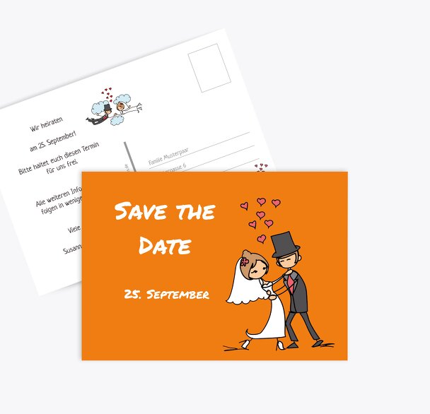 Hochzeit Save-the-Date Comic Brautpaar