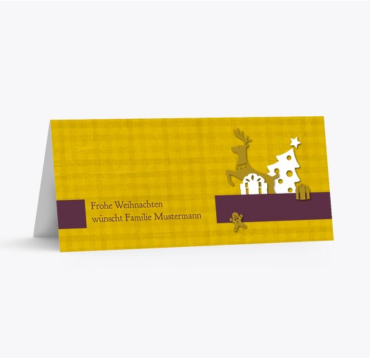 Tischkarte Geschenke DunkelLilaMatt 100x44mm