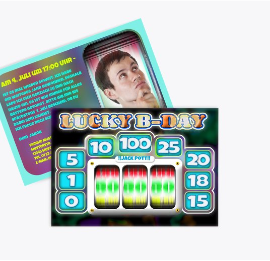 Einladungskarte lucky Hellblauleuchtend 148x105mm