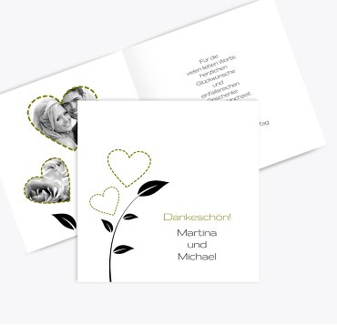 Hochzeit Dankeskarte Herzblume
