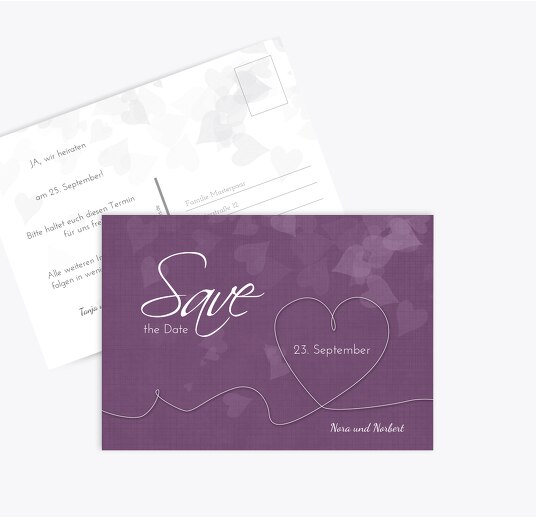 Hochzeit Save-the-Date ewiges Band LilaFlieder 148x105mm