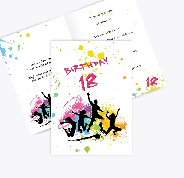 Karte 18 Geburtstag Bunte Party 18