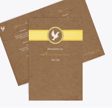 Kommunion Menükarte Flügelschlag