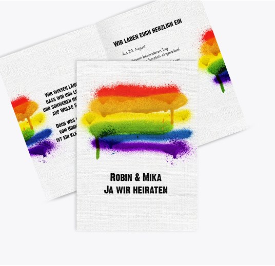 Hochzeit Einladung Regenbogenliebe Weiß 105x148mm