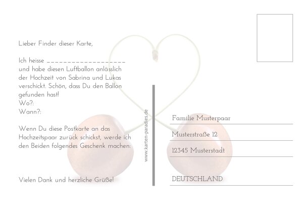 Ansicht 3 - Hochzeit Ballonkarte Kirsche