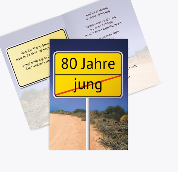 Karte zum Geburtstag Straßenschild 80