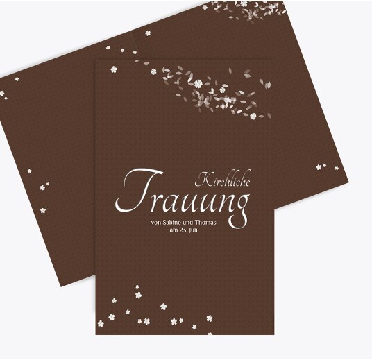 Hochzeit Kirchenheft Umschlag romantic flower braunmatsch 148x210mm