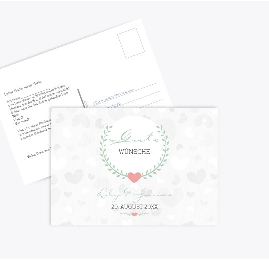 Ballonkarte Zarte Ranke hellgrünblau 148x105mm