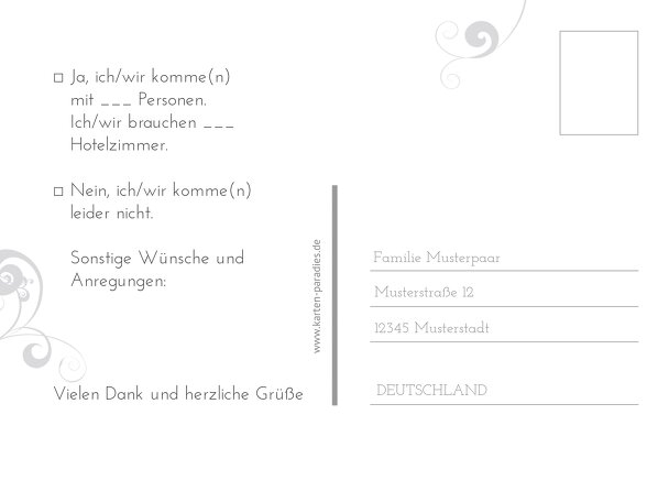 Ansicht 3 - Hochzeit Antwortkarte squiggle chubby