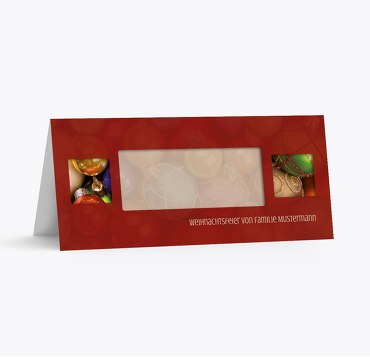 Tischkarte Christbaumkugeln