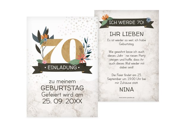 Einladungskarten Zum 70 Geburtstag Karten Paradies De