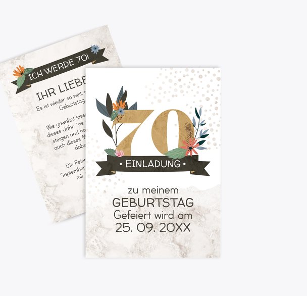 Geburtstagseinladung Blumenzahl 70