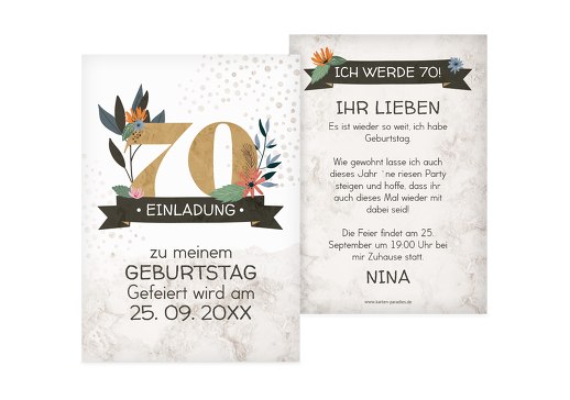Einladungskarten Zum 70 Geburtstag Karten Paradies De