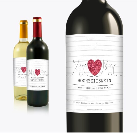 Flaschenetiketten Mr&Mr PinkLeuchtend 90x120mm