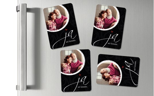 Magnet Traumhochzeit Schwarz 55x77mm