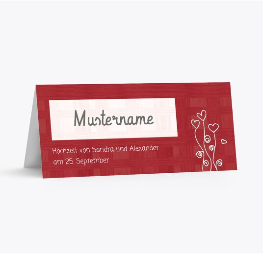 Hochzeit Tischkarte Liebestraum WeinRot 100x44mm