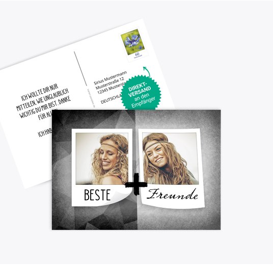 Fotospruchkarte Beste Freunde Grau 148x105mm