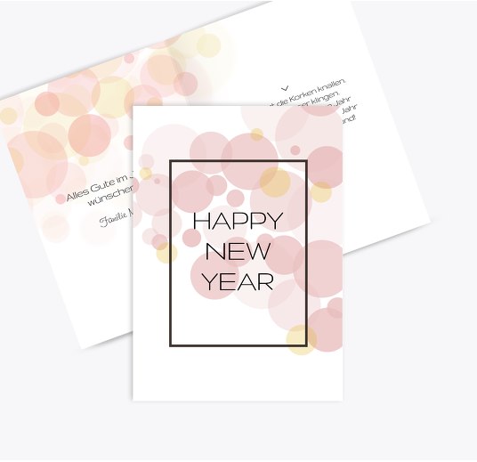 Neujahrskarte Bubbles HellRosa 105x148mm