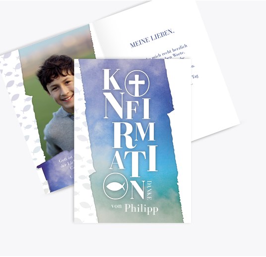 Konfirmation Dankeskarte Himmelreich Blauheller 105x148mm