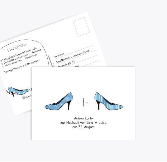 Antwortkarte High Heels HellBlau 148x105mm