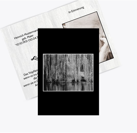 Sterbebildkarte Flusslandschaft Schwarz 74x105mm