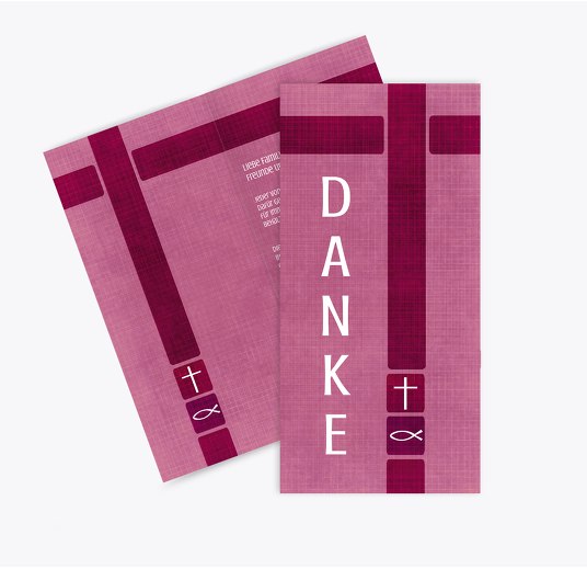 Dankeskarte Glaube und Geborgenheit Pinkdunkellila 105x215mm