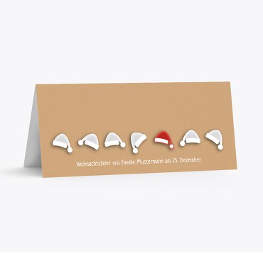 Tischkarte Mützenreihe