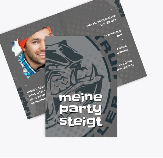 Einladung zum Geburtstag Dog Foto Grau 105x148mm