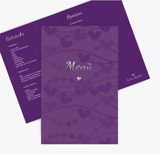 Menükarte Im Zeichen der Liebe - Frauen Lila 148x210mm