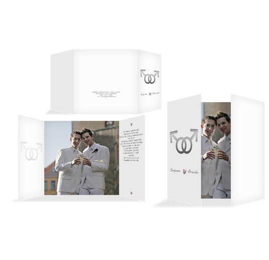 Einladung Im Zeichen der Liebe - Männer Weiß 145x145mm