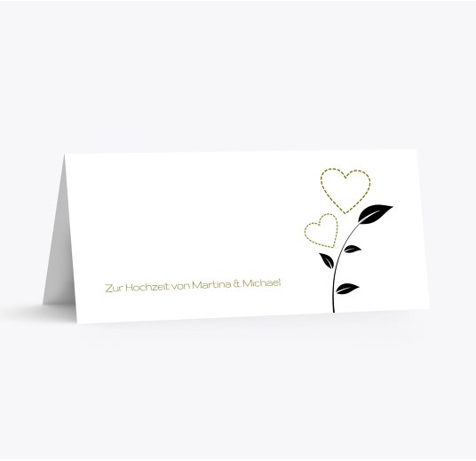Hochzeit Tischkarte Herzblume ApfelGrün 100x44mm