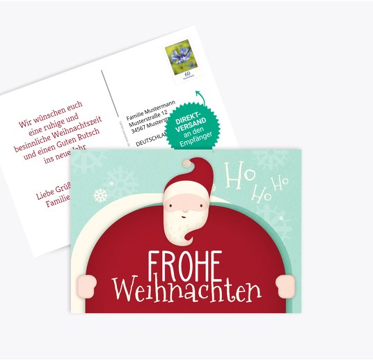 Grußkarte Santa AquaTürkis 148x105mm