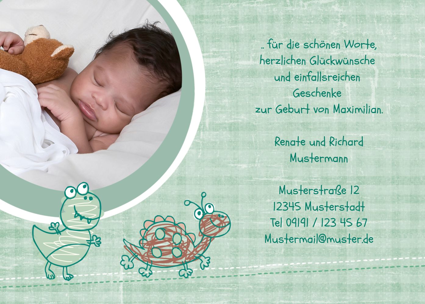 Baby Dankeskarte Schildi selbst gestalten!