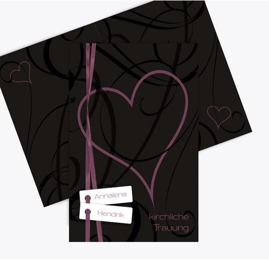 Hochzeit Kirchenheft Umschlag Band Lila 148x210mm