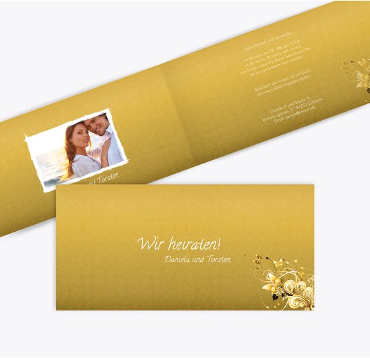 Hochzeit Einladung Din Liebeswunder OckerGelb 215x105mm