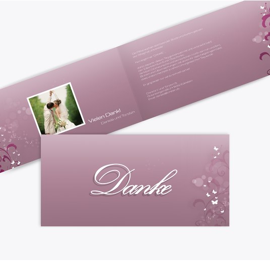 Hochzeit Danke Din Glücksgriff RosaLila 215x105mm