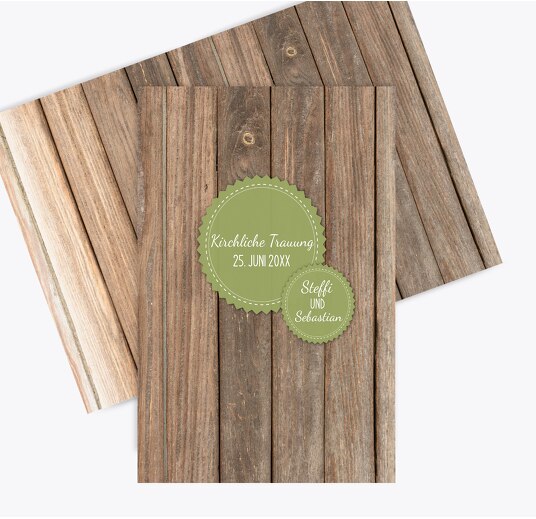 Kirchenheft Umschlag Vintage Holz PastellHellGrün 148x210mm