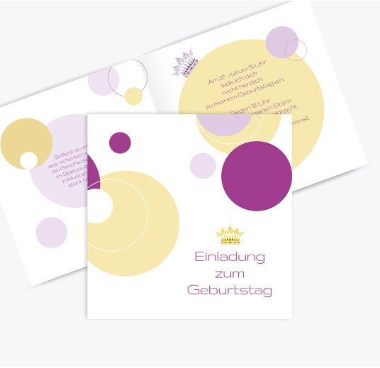 Geburtstagseinladung Prinzessin Pinklila 145x145mm