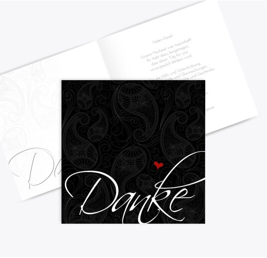 Hochzeit Dankeskarte 2 Traumhochzeit Schwarz 145x145mm